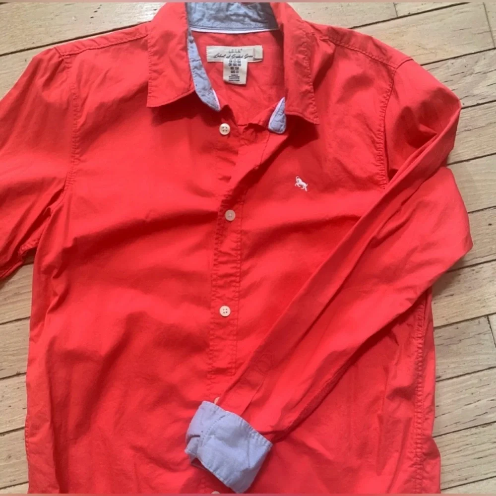 H&M LOGG Boys Red Button Down Shirt Long Sleeve Size 11-12